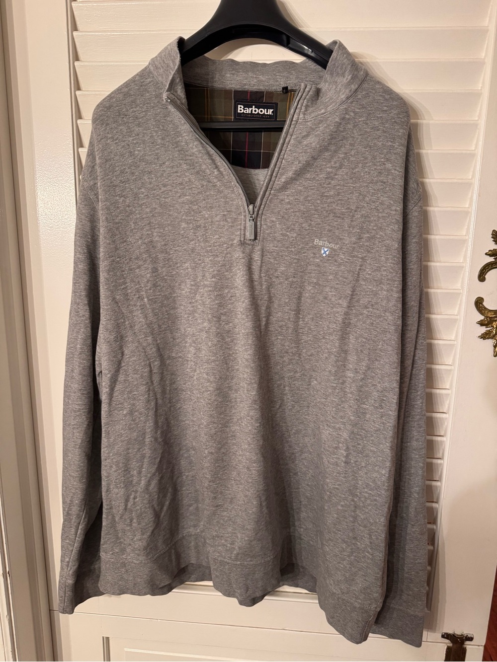 Barbour Men's Light Gray 1/4-Zip Sweater